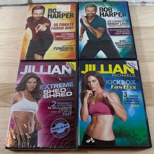 4 Fitness DVD's from Bob Harper and Jillian Michaels - 2 Unopened, 2 EUC